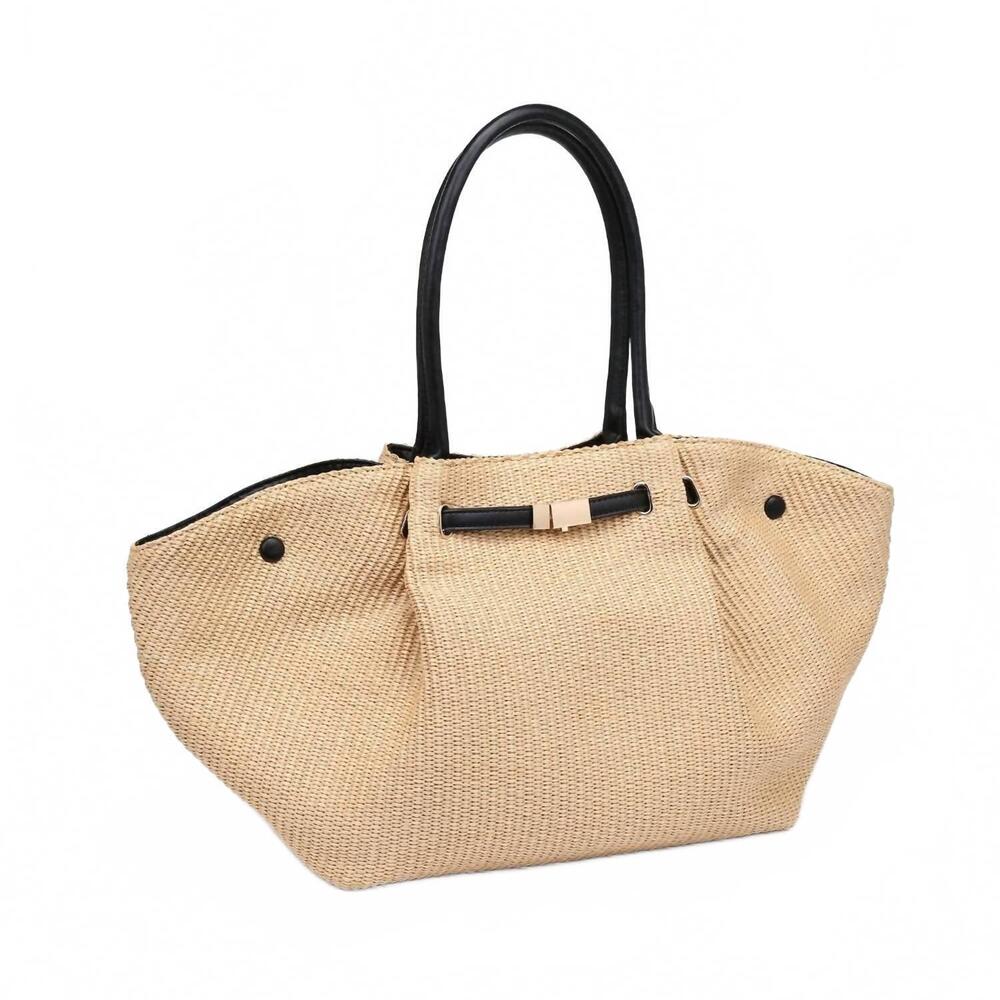 NEW URBAN EXPRESSIONS women's kaia straw tote bag in natural black